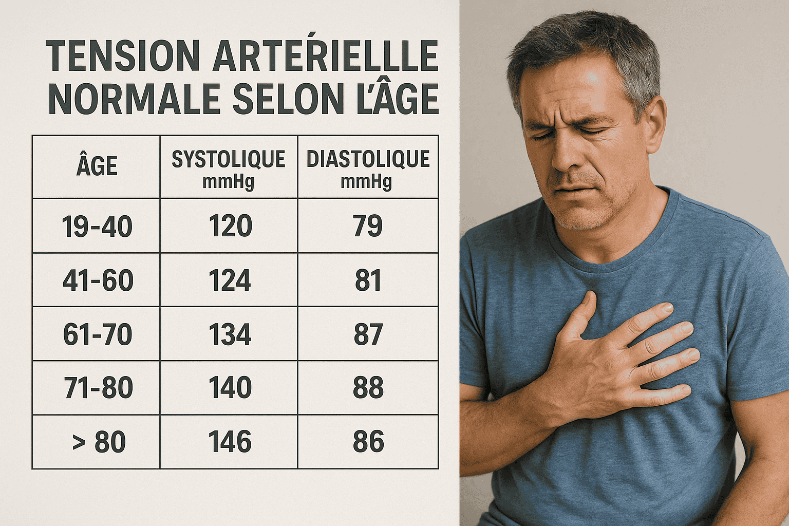 Tension artérielle normale selon l'âge : guide des valeurs clés